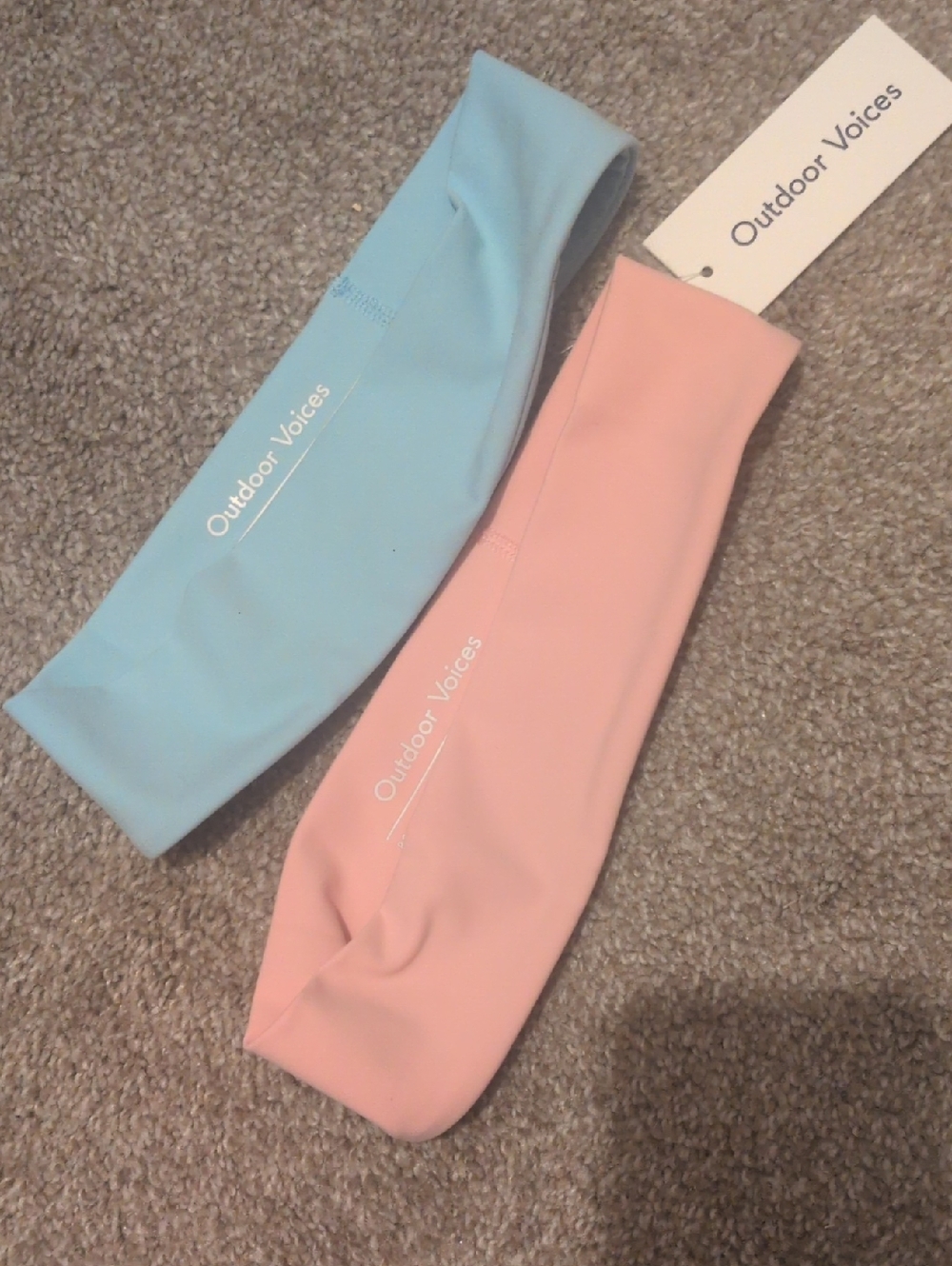 Outdoor Voices Powder Blue and Blush Stretch Headbands